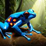 **

A vibrant, detailed illustration of a poison dart frog in the Amazon rainforest, with glowing medicinal symbols overlaid on its skin, representing epibatidine and its potential for pain relief and neurological treatments like Alzheimer's and Parkinson's, balanced with faint warning signs indicating the need for safety and ethical biodiversity conservation.

**
